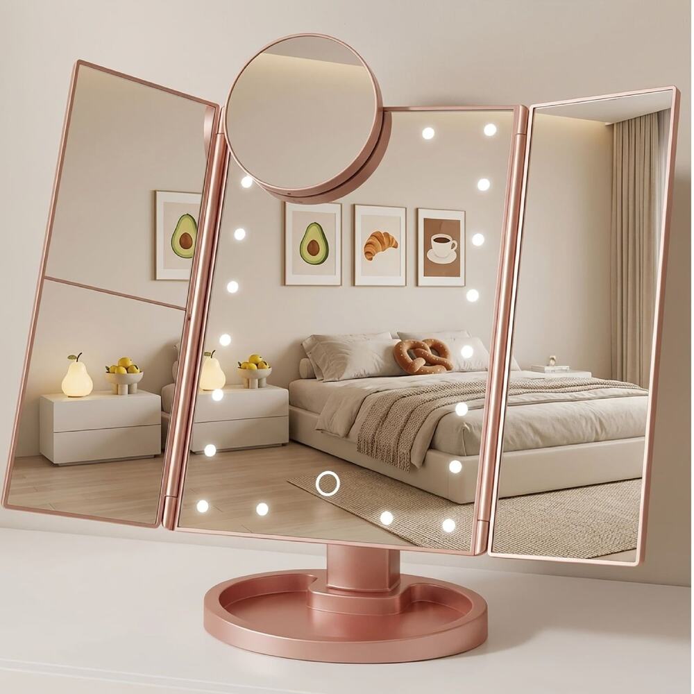 New Portable Vanity Mirror with Touch Control, 1X, 2X, 3X, 10X